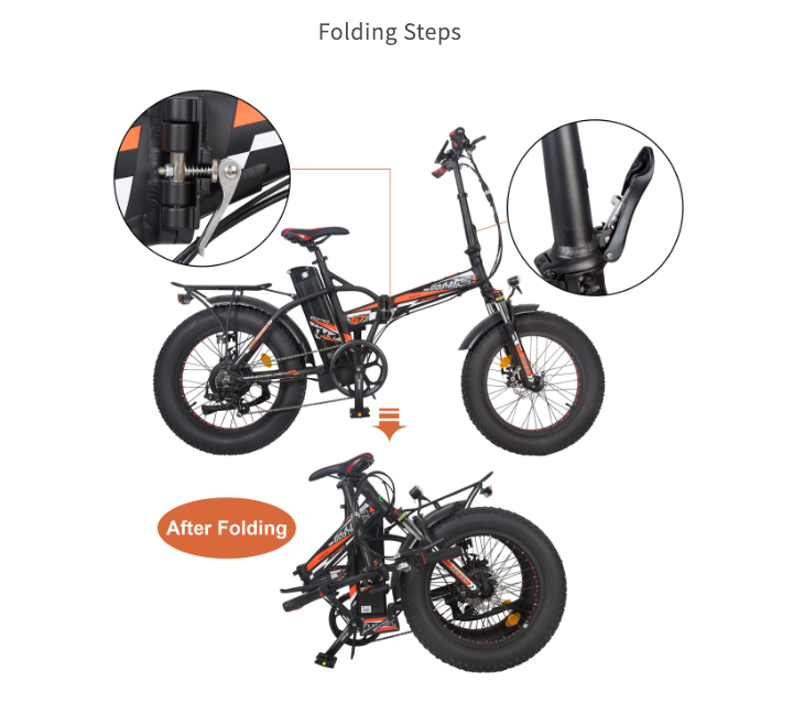 Ecotric 48V Fat Tire Portable and Folding Electric Bike with Color LCD display